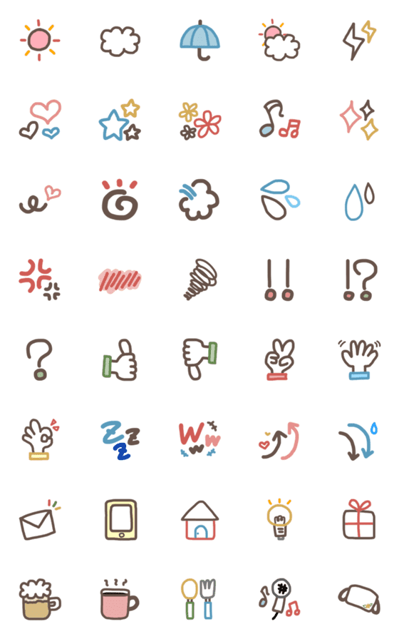 [LINE絵文字]使いやすい手書き風絵文字の画像一覧