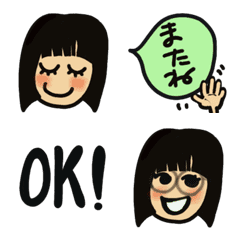 [LINE絵文字] おかっぱの女の子 普段使い言葉の画像