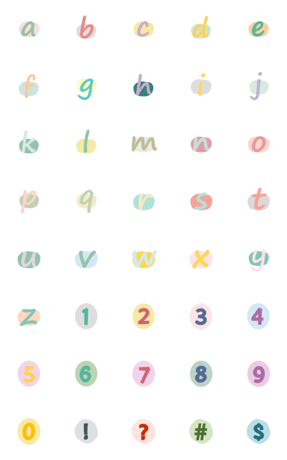 [LINE絵文字]pastel alphabet number symbol 2の画像一覧