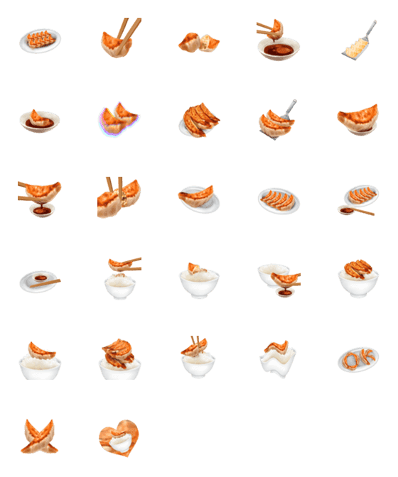 [LINE絵文字]一口餃子 特大餃子 ご飯と餃子の画像一覧