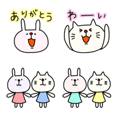 [LINE絵文字] うさぎ＆ねこ＆毎日使える挨拶絵文字の画像