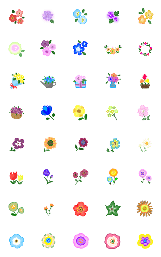 [LINE絵文字]カラフルなお花の画像一覧
