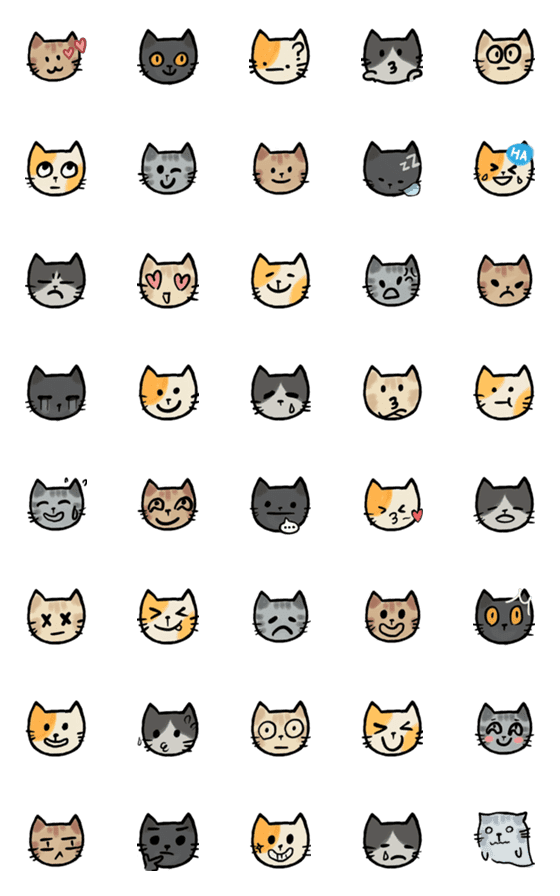 [LINE絵文字]emoji - colorful catsの画像一覧
