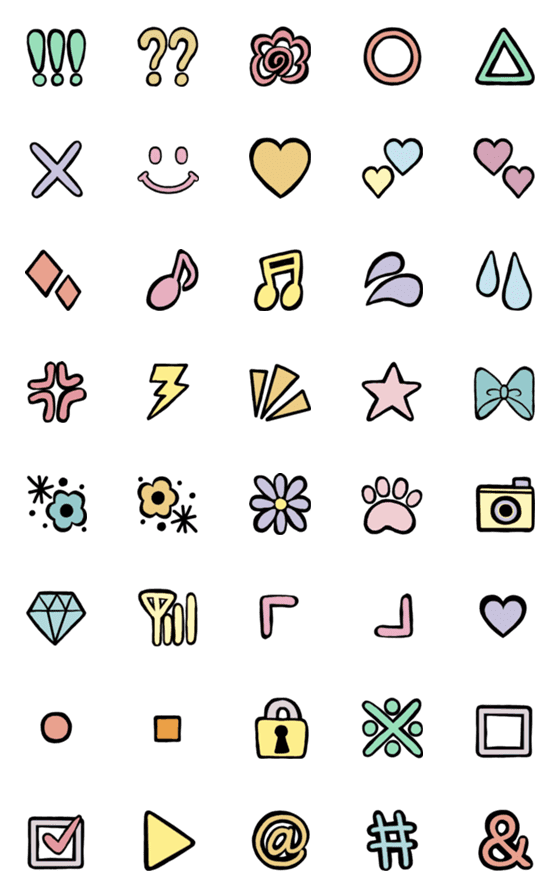 [LINE絵文字]パステル絵文字◎記号の画像一覧