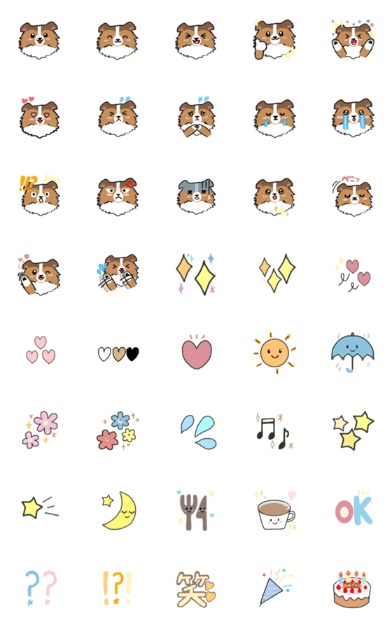 [LINE絵文字]シェルティ♡毎日使える絵文字の画像一覧