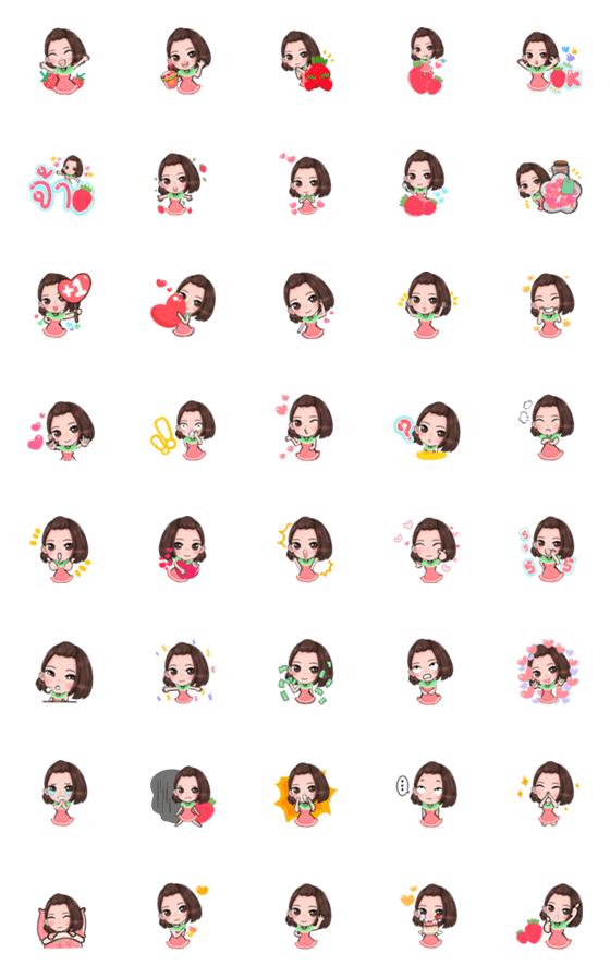 [LINE絵文字]Pretty girl strawberry emojiの画像一覧