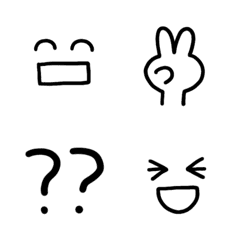 [LINE絵文字] モノクロ線画絵文字3の画像