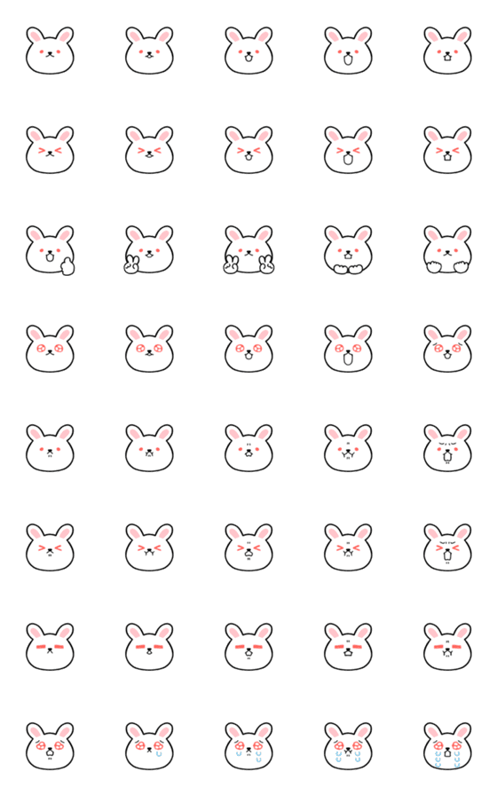 [LINE絵文字]シンプルな白兎の顔文字の画像一覧