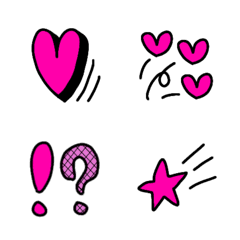[LINE絵文字] 黒×ピンク シンプル絵文字の画像