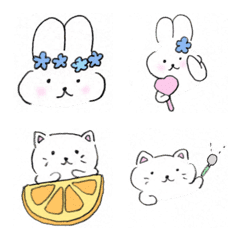 [LINE絵文字] ねこうさ絵文字の画像