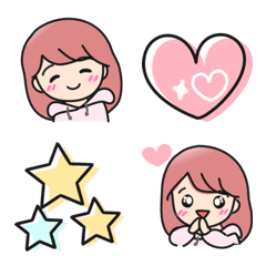 [LINE絵文字] ちょこGirlちゃん♡deパーカー ピンク版の画像