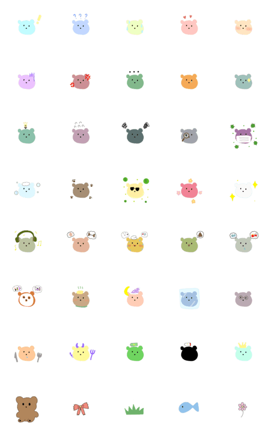 [LINE絵文字]Cute Colorful BearBear stickersの画像一覧
