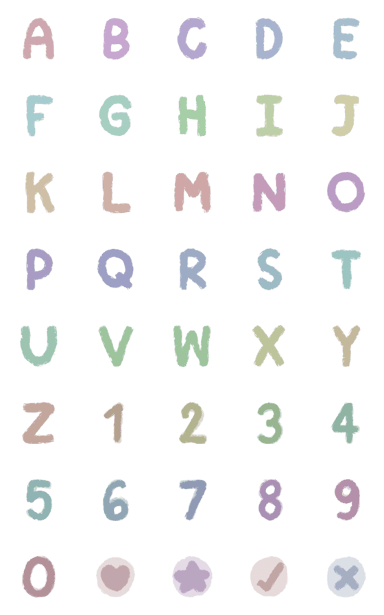 [LINE絵文字]pastel alphabet numberの画像一覧