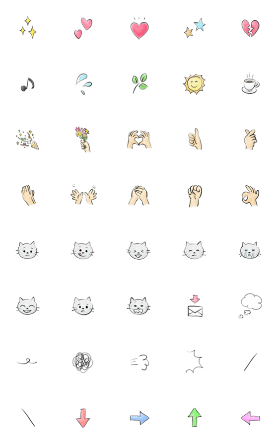 [LINE絵文字]使いやすい♪手描き風 Basic 01の画像一覧