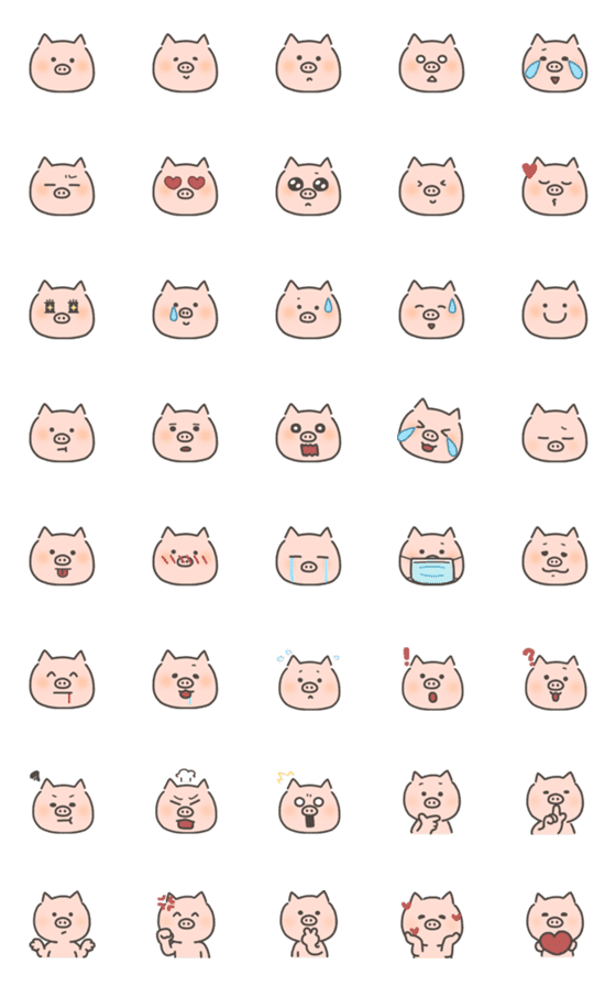 [LINE絵文字]HITOMI's pig emojiの画像一覧