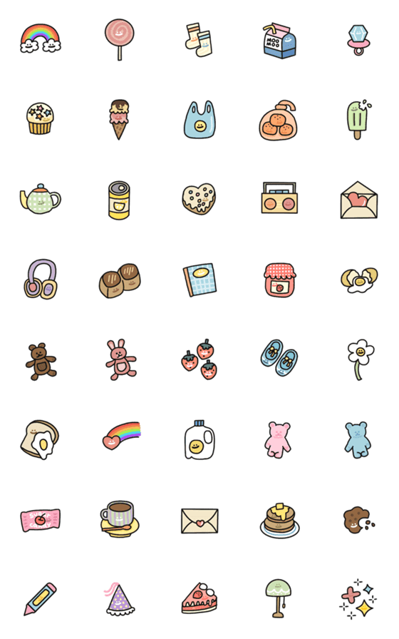 [LINE絵文字]happy cute thingsの画像一覧