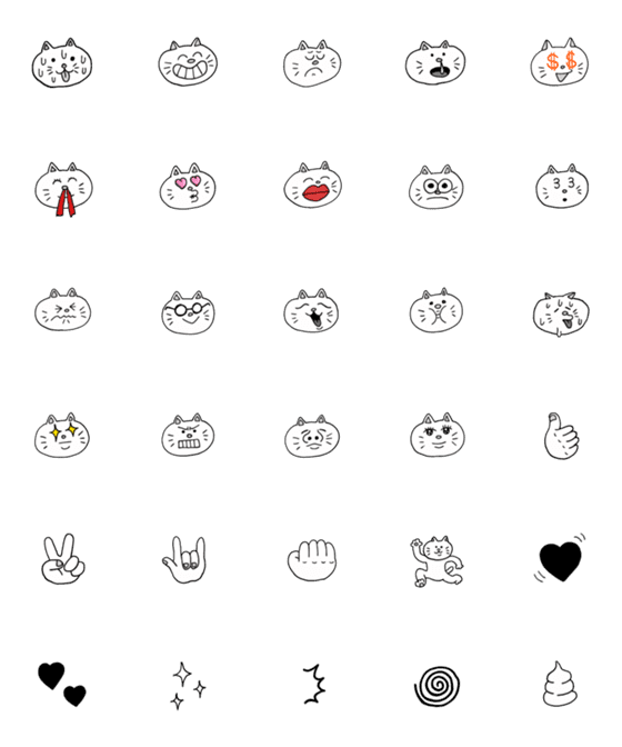 [LINE絵文字]白黒ねこたちの画像一覧