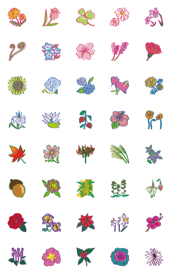 [LINE絵文字]四季折々の花たちの画像一覧