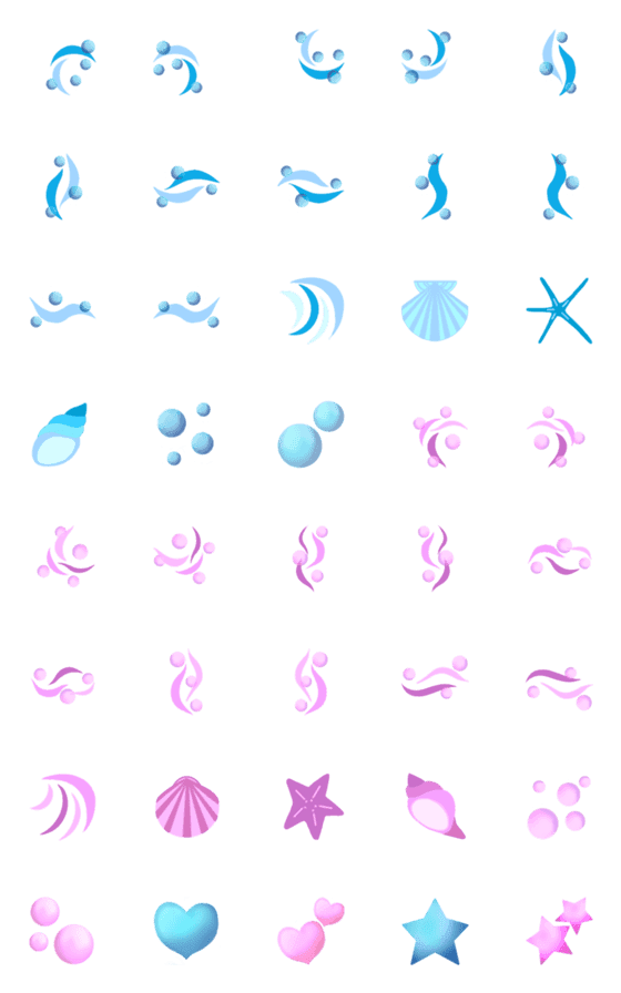 [LINE絵文字]フレーム絵文字 vol.19 波と貝殻の画像一覧