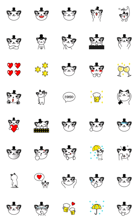 [LINE絵文字]ボビーキャット 楽しい毎日 Emojiの画像一覧