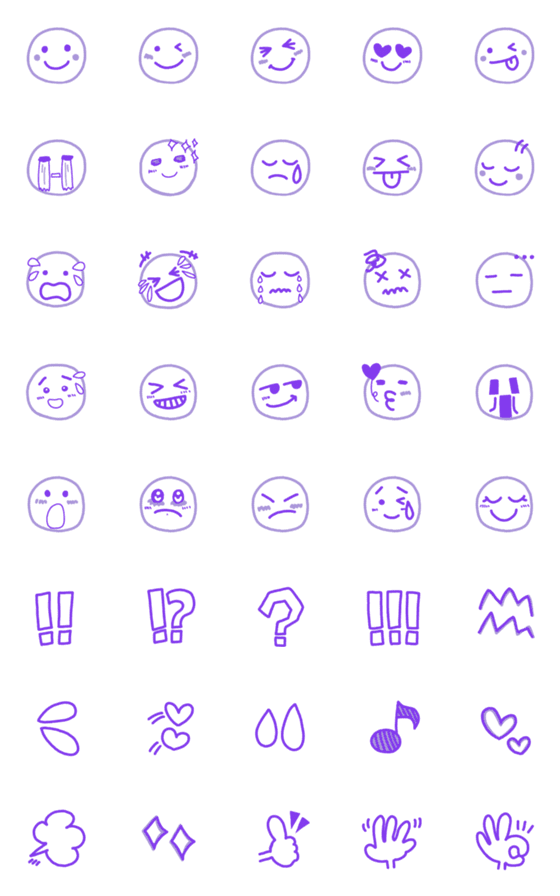 [LINE絵文字]紫⭐︎シンプル絵文字の画像一覧