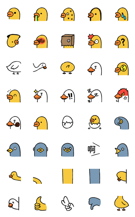 [LINE絵文字]Duck, Chicken, Goose and Bird Emojiの画像一覧