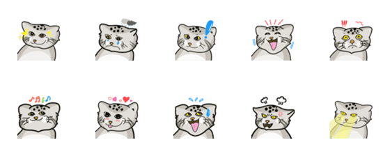 [LINE絵文字]Cute Manulcat Tibetian Catの画像一覧