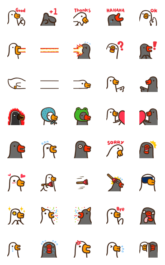 [LINE絵文字]Black and white goose_emojiの画像一覧