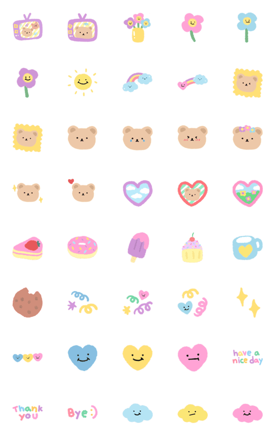 [LINE絵文字]HAPPY COLORFUL DAY :)の画像一覧