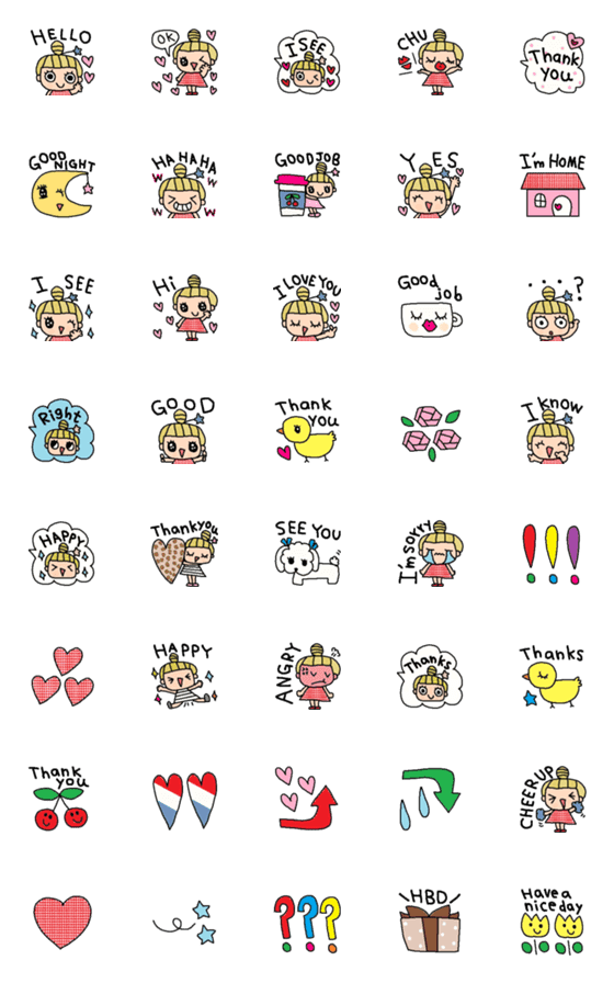[LINE絵文字]かわいいシンプル英語絵文字77の画像一覧