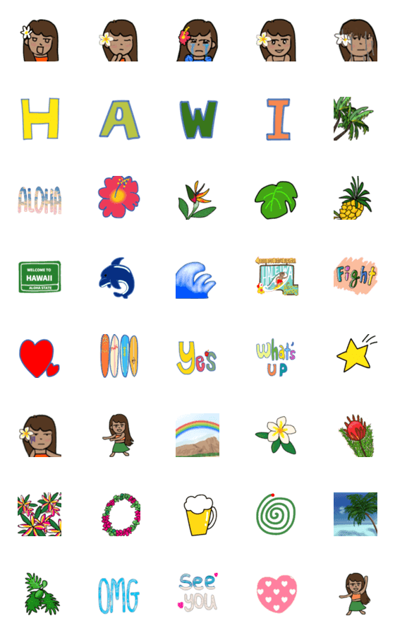 [LINE絵文字]フラガール ハワイの画像一覧