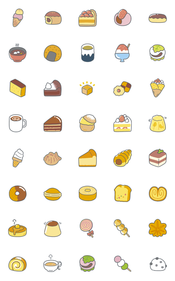 [LINE絵文字]おいしいおやつ絵文字の画像一覧