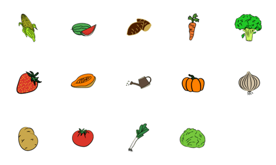 [LINE絵文字]Fruits and Vegetables Small Pictureの画像一覧