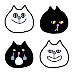 [LINE絵文字] 白ねこ黒ねこ絵文字の画像