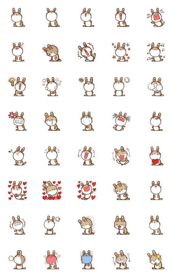 [LINE絵文字]毎日使えるウサギの絵文字の画像一覧