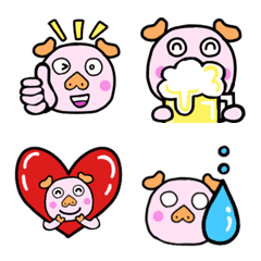 [LINE絵文字] 愛嬌たっぷり、毎日使えるピンク豚の絵文字の画像