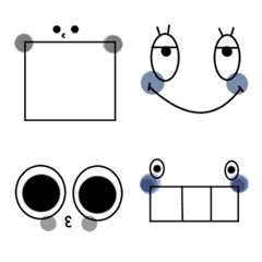 [LINE絵文字] ●黒×顔絵文字●の画像