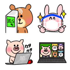 [LINE絵文字] かわいい動物たちの絵文字★コロナ対策の画像