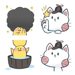 [LINE絵文字] 探偵猫旭ちゃんとひよこの画像