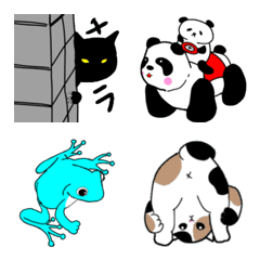 [LINE絵文字] 色々あるよ絵文字(猫＆かえる＆パンダ)の画像