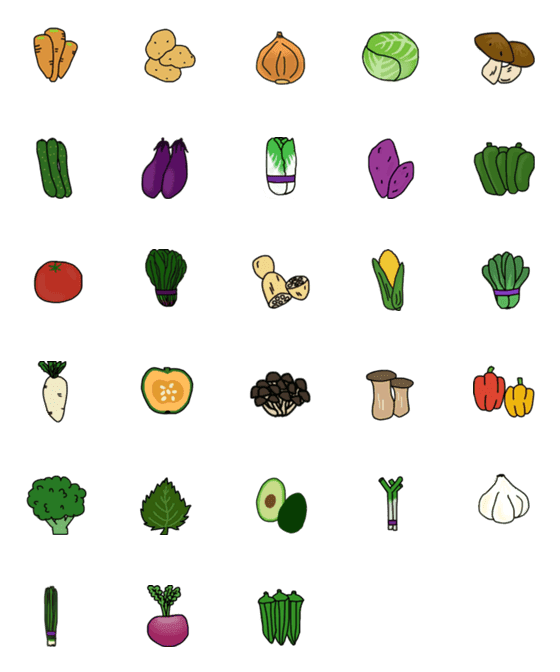 [LINE絵文字]買ってきて！シリーズ 〜野菜〜の画像一覧