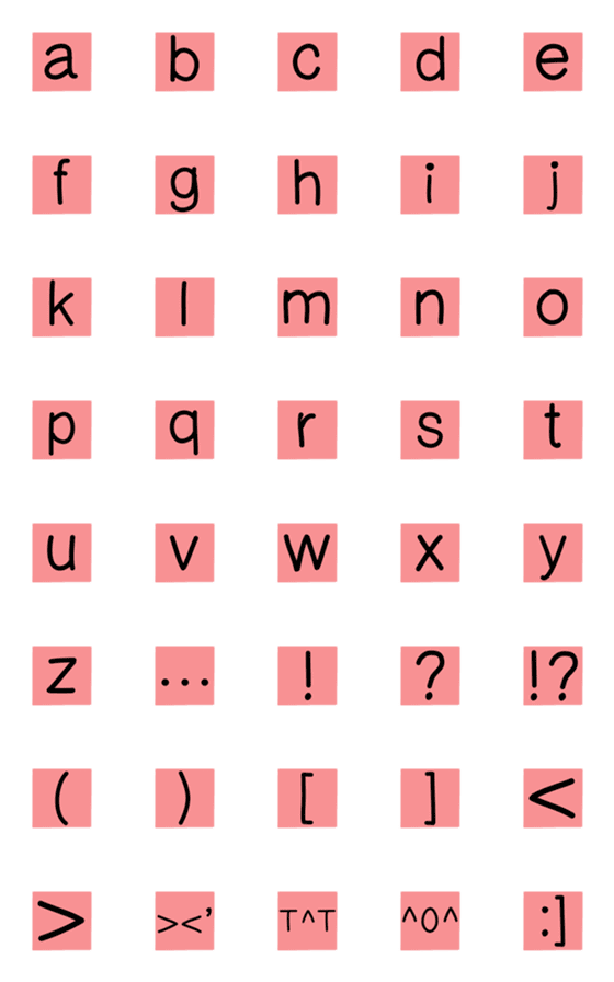 [LINE絵文字]English Alphabets Black ＆ Pink Frame 2の画像一覧