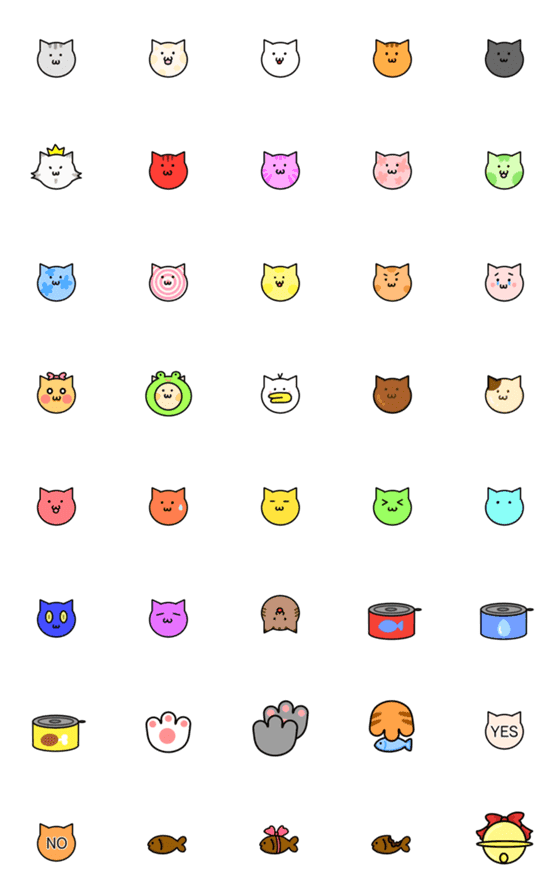 [LINE絵文字]The Colorful Cats Emojiの画像一覧