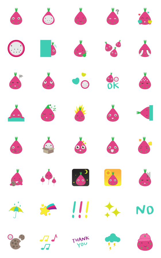 [LINE絵文字]Mr.Dragon Fruit 01の画像一覧
