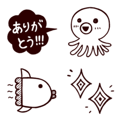 [LINE絵文字] タコとタコスミで伝えるモノトーン絵文字の画像