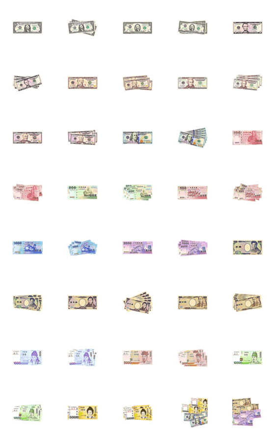 [LINE絵文字]漫画の貨幣（通貨、カレンシー）の画像一覧