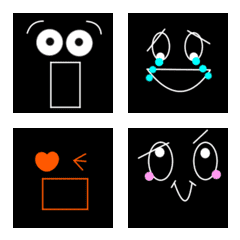 [LINE絵文字] ●黒背景の人に使える！！顔絵文字●2の画像