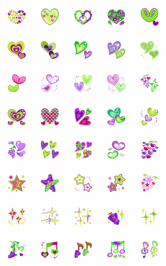 [LINE絵文字]ハート・キラキラ・音符の絵文字(ブドウ)の画像一覧