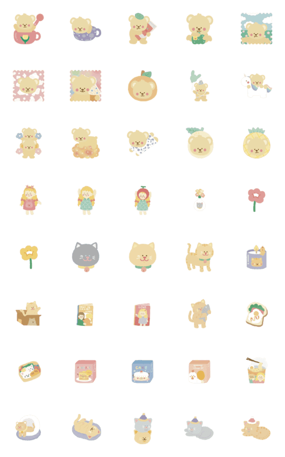 [LINE絵文字]Tiny cute ＆ pastel emojiの画像一覧