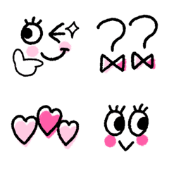 [LINE絵文字] 顔と記号♡『ブラック×ピンク』の画像